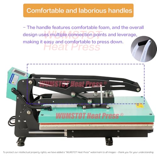 Heat Press Machine for T-Shirts: 2025 Upgraded 16x24 Auto Open Heat Press Slide-Out,Heated Surface with Teflon Non-Stick Coating,110V, 2000W, for DTF on Tshirts, Bags, Cushion(Not for Sublimation) WUMSTOT