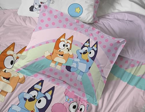 Jay Franco Kids Comforter Set Includes Sheets and Pillow Covers - Soft and Cozy Bed Set for Stylish Room Decor, Pink - Bluey 5 Piece Twin Size Bedding Jay Franco