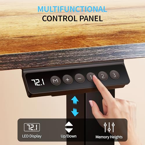 BIZUM Electric Standing Desk, 55" x 24" Height Adjustable Desk, Rustic Brown Sit to Stand Desk Memory Gaming Computer Workstation for Home Office BIZUM