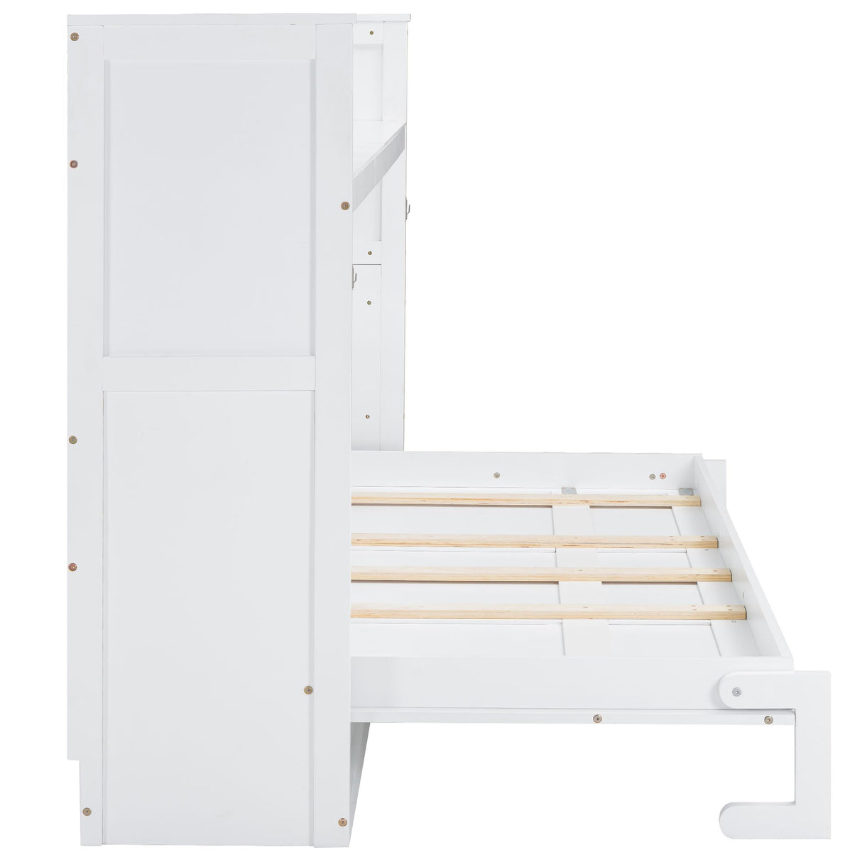 LUMISOL Twin XL Murphy Bed, Cabinet Murphy Bed with Desk, LED Light and USB Charging Station, Can Be Folded into Cabinet, Foldable Bed Frame for Bedroom Home Office, White LUMISOL