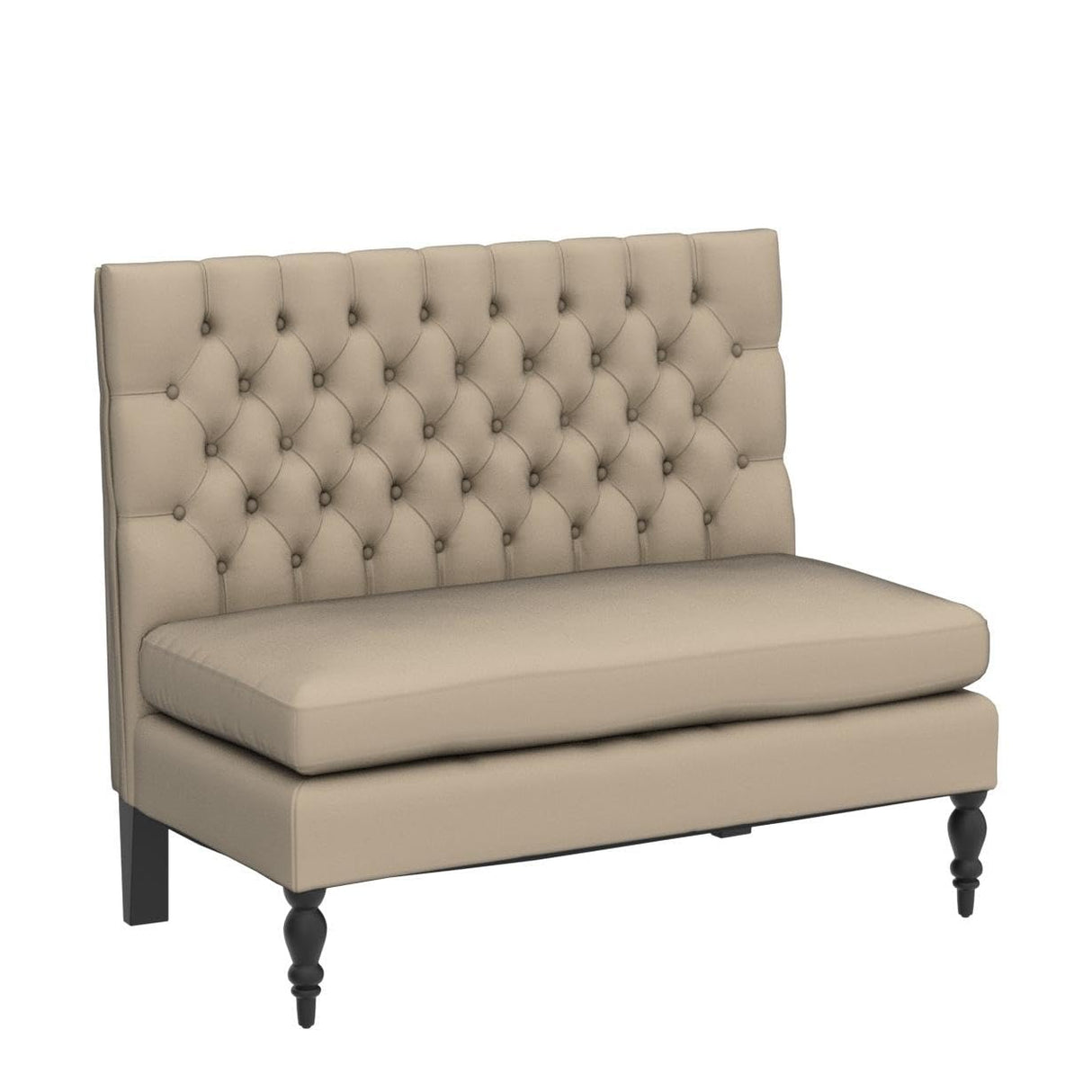 Yongqiang Modern Upholstered Settee with Back Small Loveseat Sofa Dining Bench Banquette Seating for Kitchen Dining Room Living Room Linen Button Tufted Mini Couch Khaki Yongqiang