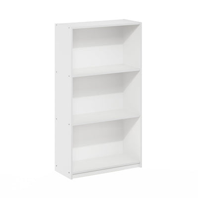 Furinno Basic 3-Tier Bookcase Storage Shelves, White/White
