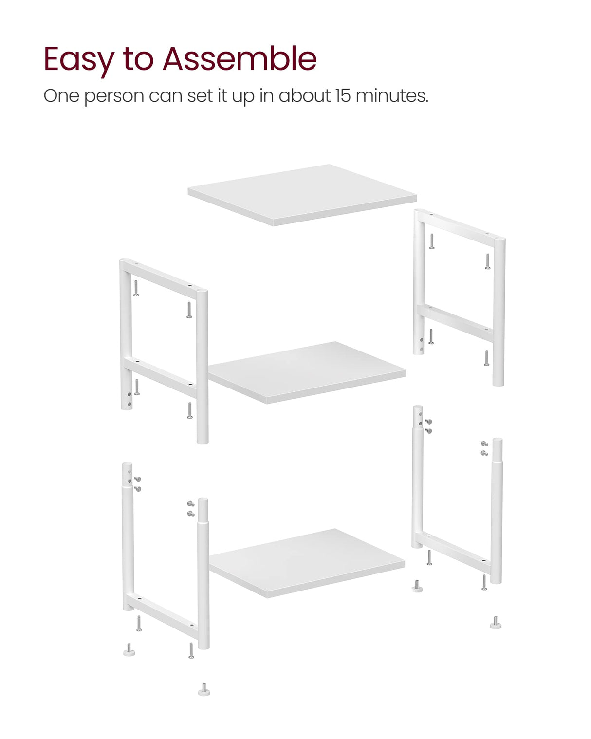 VASAGLE Side Table, Small End Table, Tall Nightstand for Living Room, Bedroom, Office, Bathroom, White ULET273W14 VASAGLE