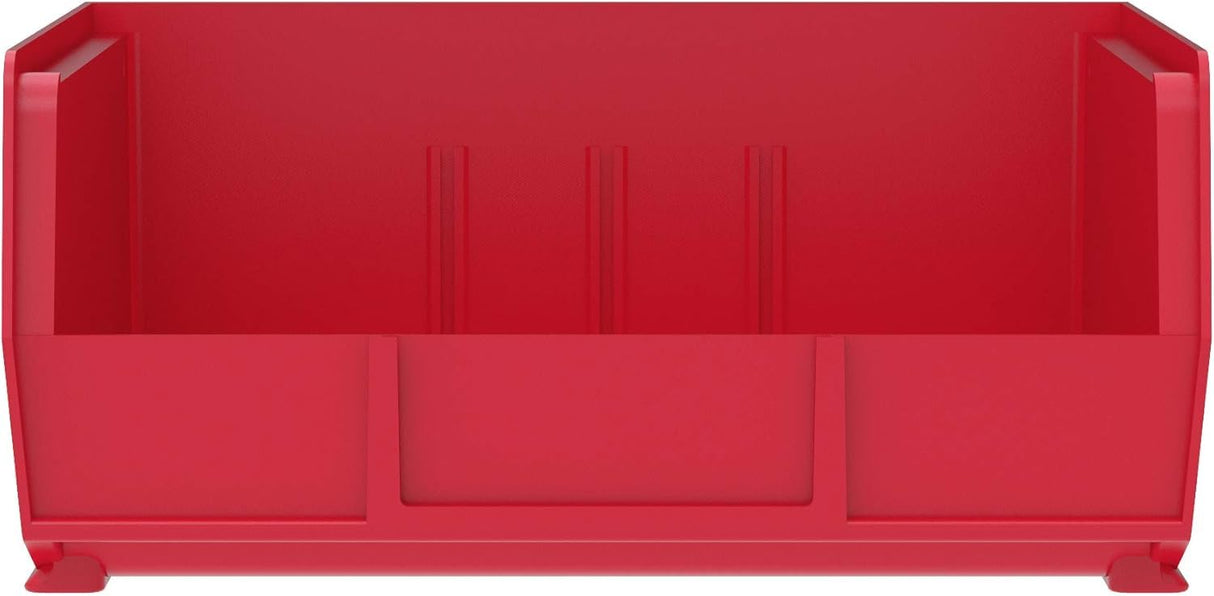Akro-Mils 30235 AkroBins Plastic Storage Bins, Space-Saving Stackable Bins for Garage, Pantry, Craft Organization, 11" x 11" x 5", Red, 6-Pack Akro-Mils