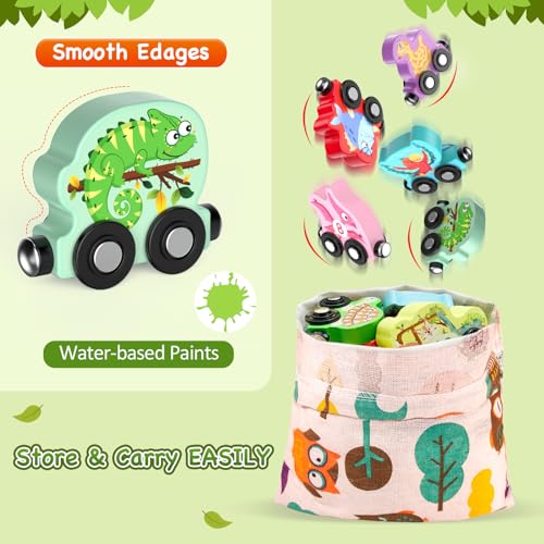 Zeoddler Toys for Toddlers, 11 Magnetic Wooden Animals Train Set, Montessori Toys for Toddlers, Learning Activities, Sensory Toys for Kids, Birthday Gifts for Boys, Girls Zeoddler