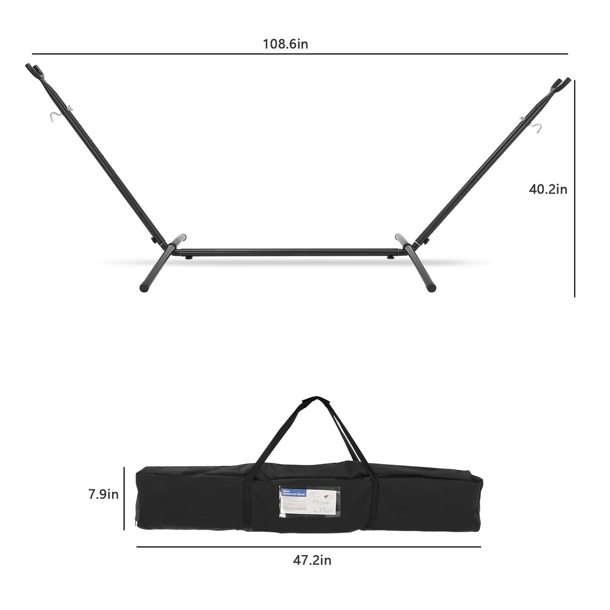 EVLIQUIL Double Hammock with Stand Included 450lb Capacity Space Saving Steel Stand,Premium Carry Bag Included,Suit for Outside,Indoor,Yard,Camping(Coffee). EVLIQUIL