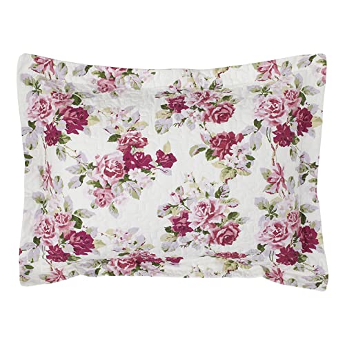 Laura Ashley - Twin Quilt Set, Reversible Cotton Bedding with Matching Sham, Lightweight Home Decor for All Seasons (Lidia Pink, Twin) Laura Ashley