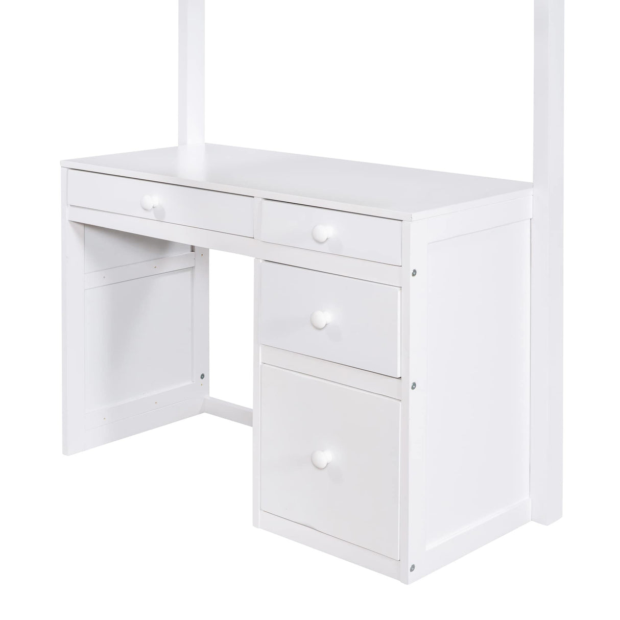 Harper & Bright Designs Twin Size Loft Bed with Desk and Bookshelf, Solid Wood Loft Bed Frame with Storage Drawers, 14.6" Height Full Length guardrail, for Kids Teens Adults - White Harper & Bright Designs