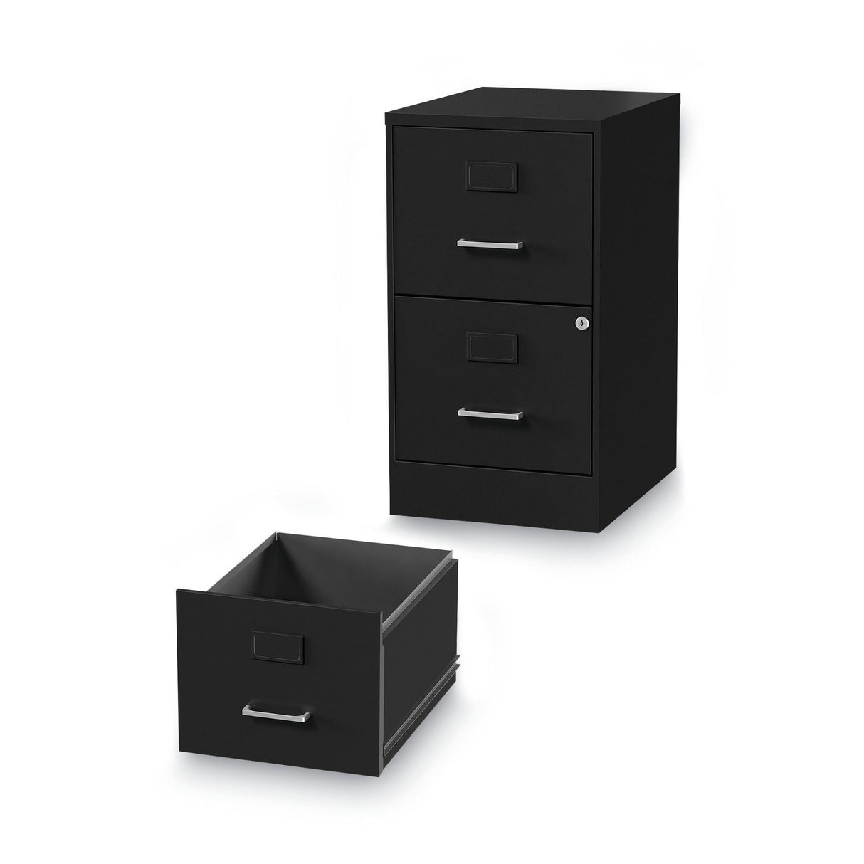 Alera 2806262 14 in. x 18 in. x 24.1 in. Soho 2-Drawer Vertical Letter File Cabinet - Black Alera