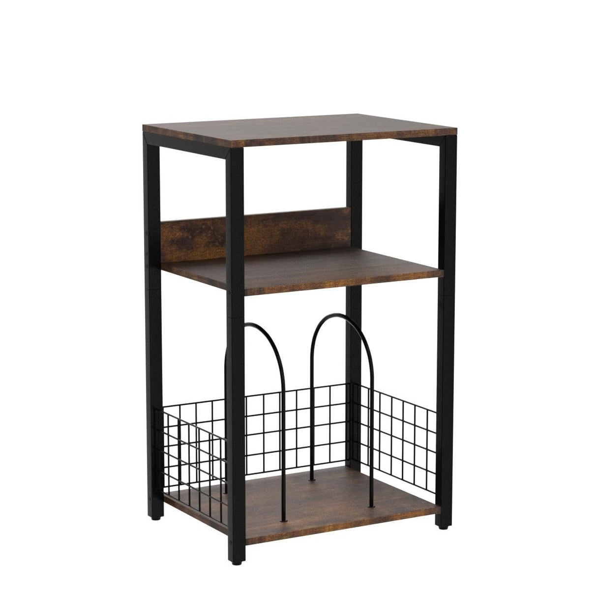 LELELINKY 3 Tier End Table,Record Player Stand with Storage Up to 100 Albums,Turntable Stand for Vinyl,Brown Records Shelf for Living Room Bedroom LELELINKY