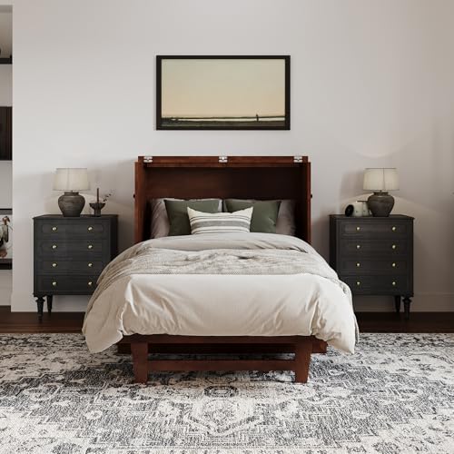 AFI, Santa Fe Twin Murphy Bed Chest with 6" Mattress & Built-in USB Charger, Walnut AFI