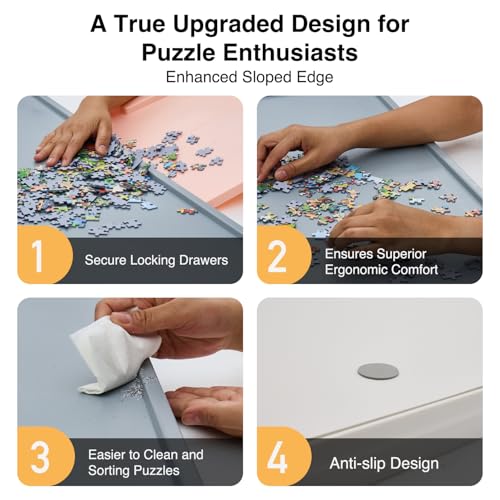 WELGEE Rotating Puzzle Board for 1500 Pieces with Drawers and Cover | Upgraded Lazy Susan Spinning Jigsaw Puzzle Organizer Table (35"x27") | Durable ABS Plastic, Ideal Gift for Mum WELGEE