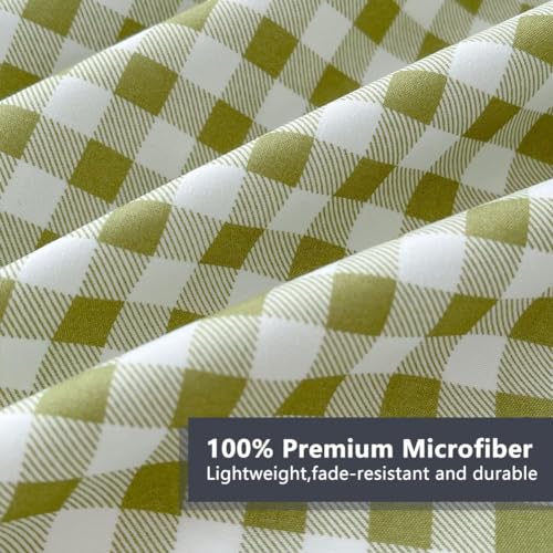 NSNLGSGC Sage Green Gingham Full Sheet Set, Soft Brushed Microfiber Plaid Full Bed Sheets, 4-Pieces Grid Sheet Set with Deep Pocket NSNLGSGC