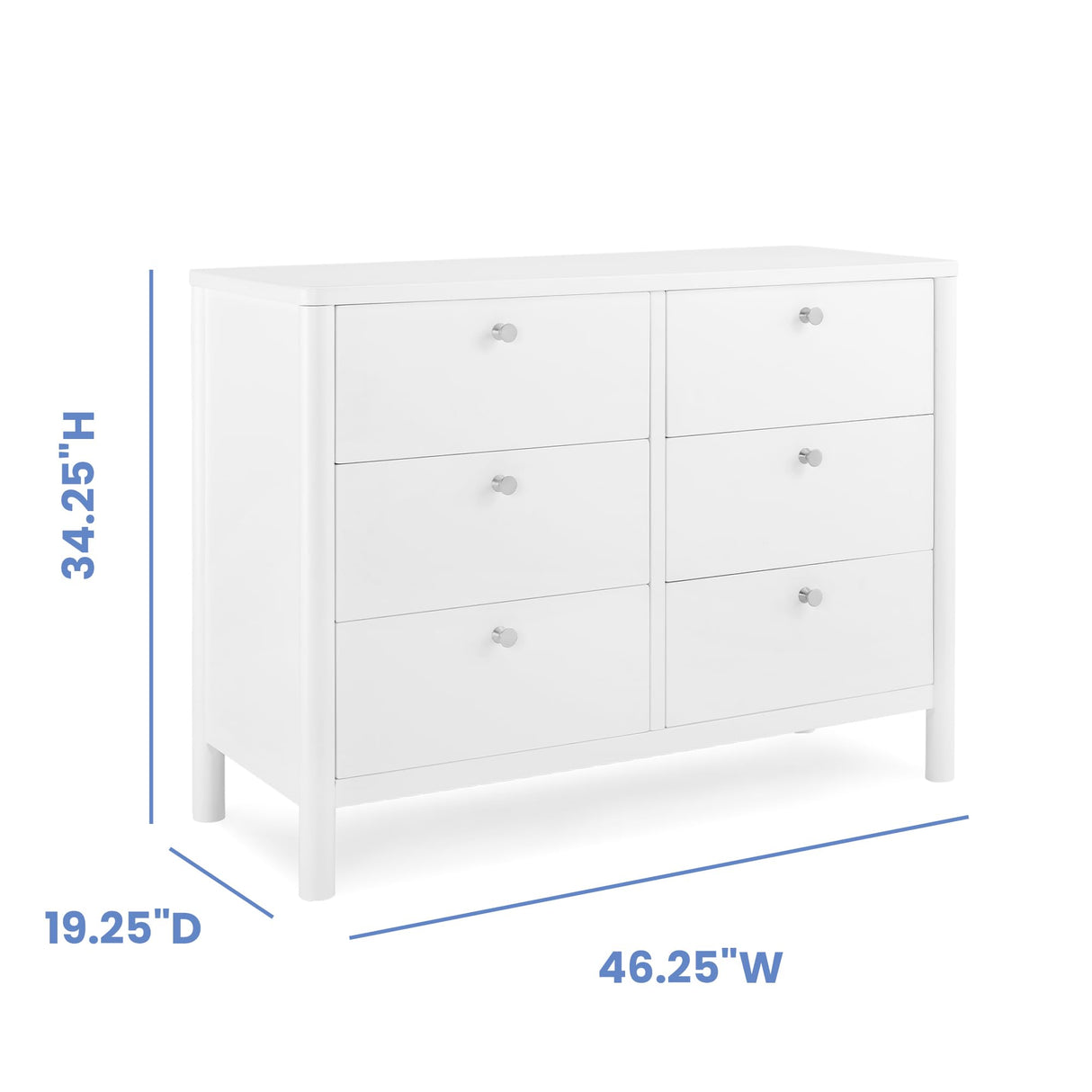 Delta Children Brooks 6 Drawer Dresser with Interlocking Drawers (Includes 3 Sets of Knobs – Choose from Natural, Brushed Nickel & Melted Bronze), Bianca White Delta Children