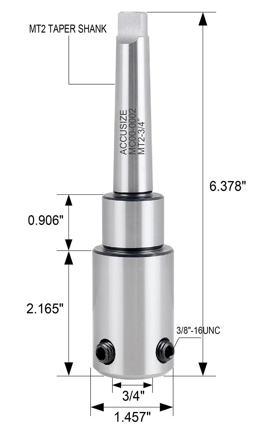 Accusize Industrial Tools Annular Cutter Arbor, Mt2 to 3/4'' Weldon Shank for Drill-Use Annular Cutter on Drill Press, Mc00-0002 Accusize Industrial Tools