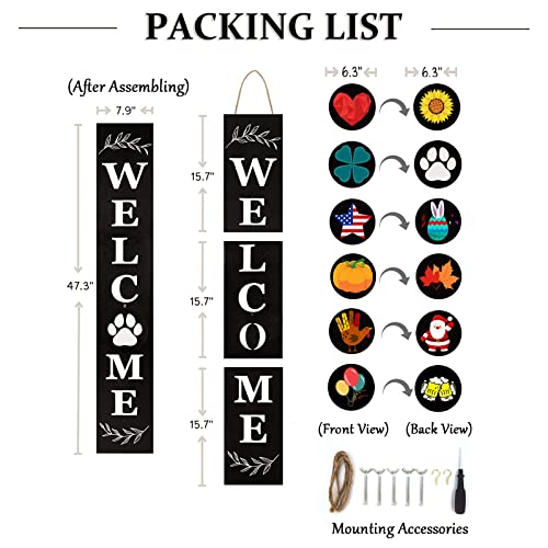 LOTKEY Interchangeable Welcome Sign for Front Porch Standing LOTKEY