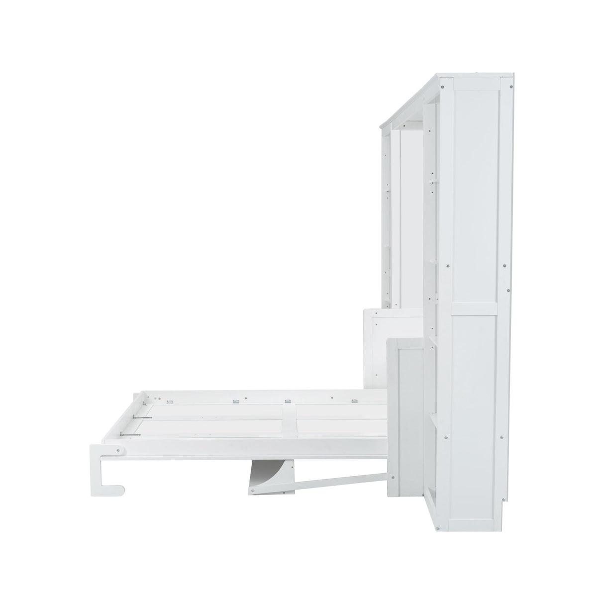 Merax Queen Size Murphy Bed with Desk and Bookshelf, White Merax