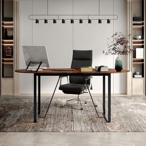 Giantex 71" Conference Table, Large Oval Meeting Table with Cable Management Grommet, Sturdy Metal Legs, Industrial Business Training Seminar Desk for Office Conference Room Boardroom Giantex