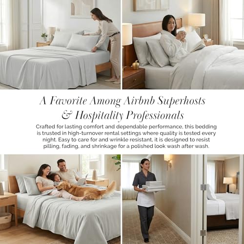 Southshore Fine Living, Inc. 21-Inch Extra Deep Pocket Queen Sheet Set 6 Piece for Tall Mattress, Pet Hair Resistant Bedding, Microfiber Queen Size Sheets, Breathable Easy Care, Light Grey Sheets Southshore Fine Living, Inc.