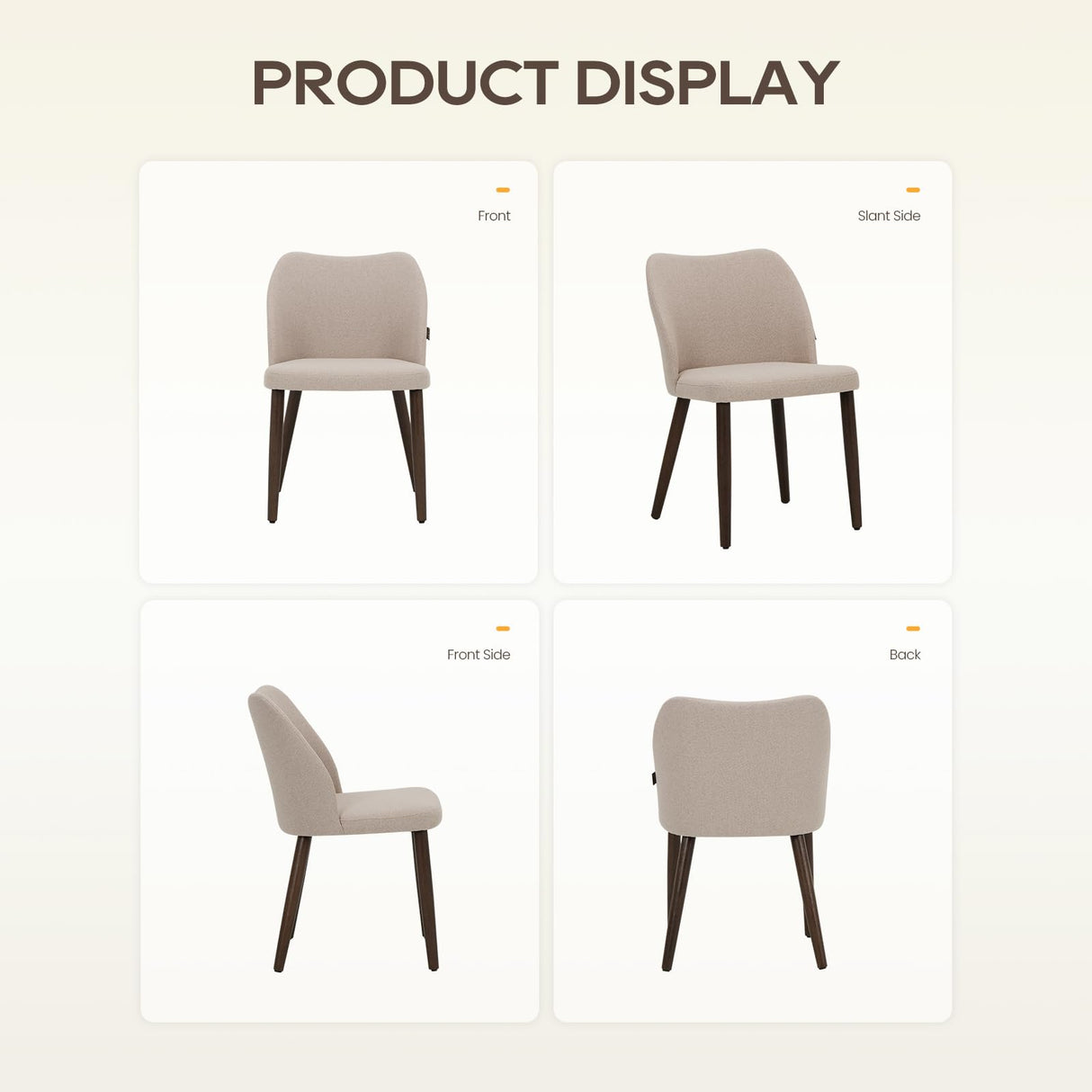 Homixis Wooden Dining Chairs Set of 4, Upholstered Kitchen Dining Room Chair, Modern Fabric Farmhouse Dinner Chair for Restaurant & Cafe, Camel Homixis