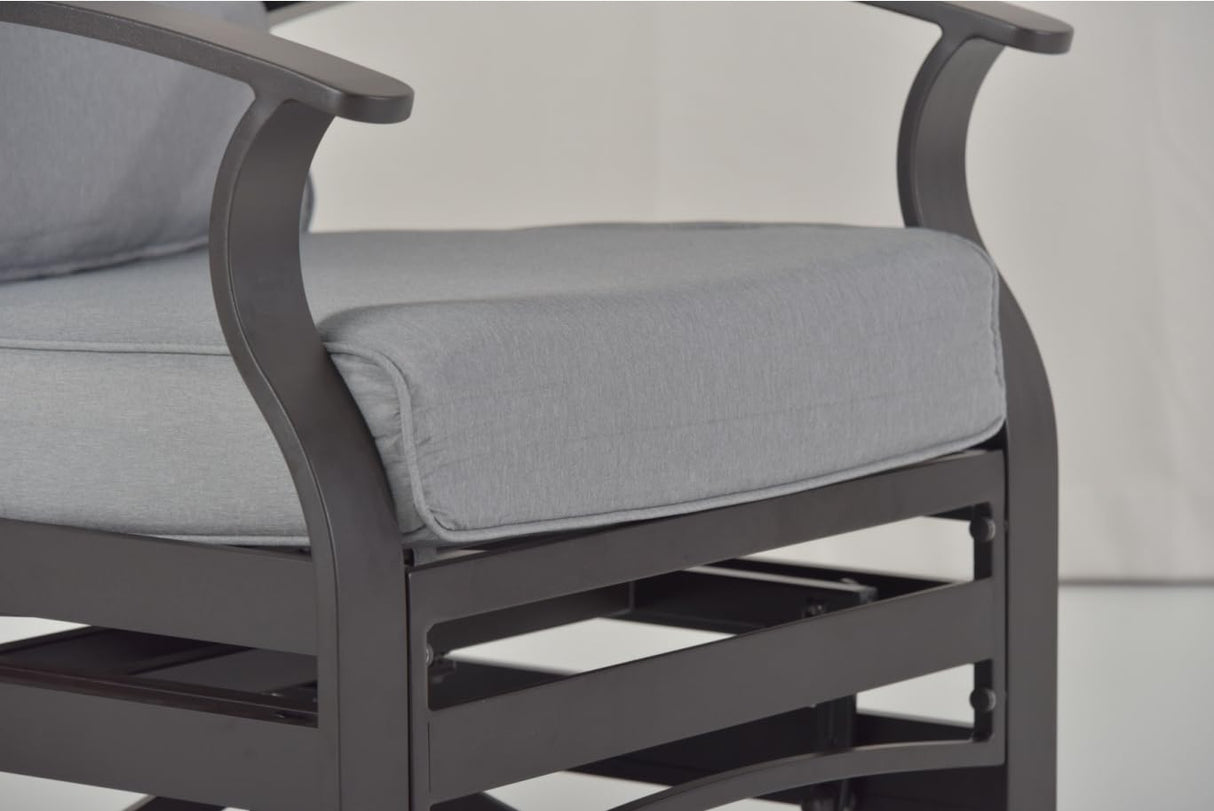 Kurapika 3 Pieces Patio Furniture Set, Outdoor Aluminum Swivel Gliders Rocker, Patio Bistro Set Rocking Chair with Tempered Glass Side Table and Thickened Cushions for Porch Garden Deck (Sand) Kurapika