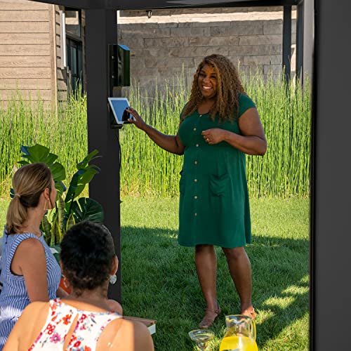 Backyard Discovery Trenton 14x12 All Season Galvanized Steel Pergola, Black, Sail Shade Soft Canopy, Rust Resistant, Support Wind and Snow, Patio, Deck, Backyard, Garden Backyard Discovery