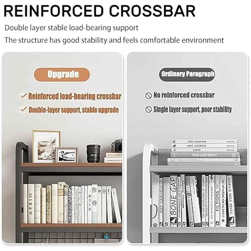 JXCAA Ladder Bookcase for Computer Desk, Dorm Room Desk Hutch, MDF + Steel Frame Material, Desktop Storage Rack, DIY Storage, L55/ 75/95 Cm JXCAA