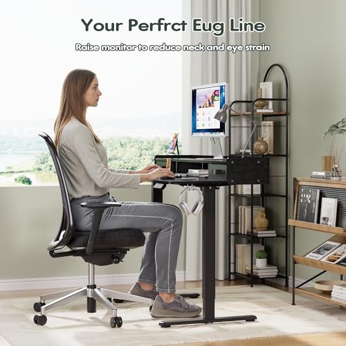 Homall Electric Standing Desk with 2 Drawers, Adjustable Height Computer Desk with Monitor Shelf Sit Stand Table with Splice Board Quick Install for Home Office (Black, 48 Inch) Homall