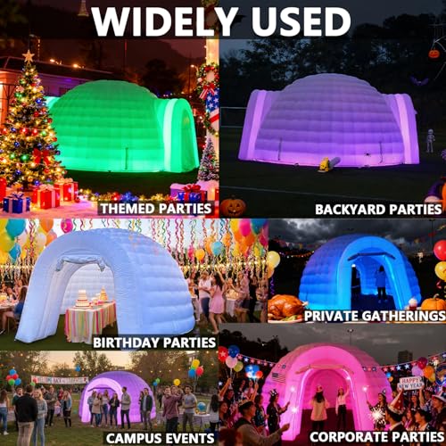 SAYOK Portable Inflatable Igloo Dome with Air Blower (White, Two Doors, 16.4ft) Event Structure Night Club Party Tent for Wedding Promotion Trade Show SAYOK