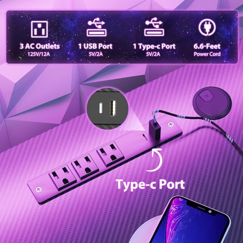 MOTPK Small Gaming Desk with LED Lights & Power Outlets, 31 Inch Computer Desk Gaming Table with Monitor Shelf, Gamer Desk with Carbon Fiber Texture, Kids Boys Desk Gift for Men MOTPK