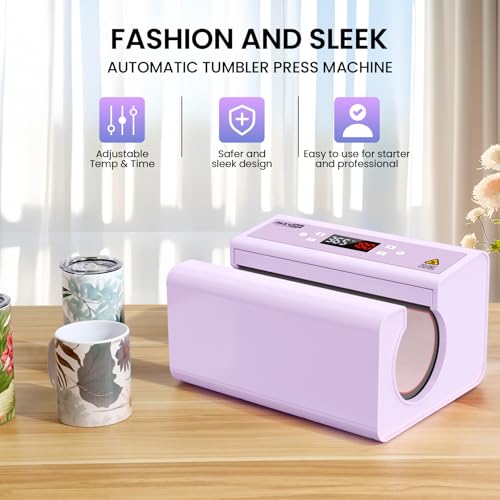 AKEYDIY Auto Tumbler Heat Press Press - Mug Heat Press Machine Heat Up Quick & Even for 20oz 30oz Sublimation Tumblers Cups Glasses and Mugs (Purple) AKEYDIY