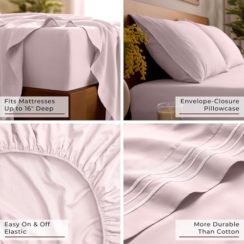 Mellanni Full Sheets Set - 4 PC Iconic Collection Bedding - Hotel Luxury, Extra Soft, Cooling Bed Sheets - Wrinkle, Fade, Stain Resistant (Full, Blush Pink) Mellanni