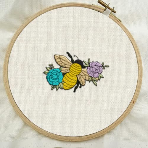 18Pcs Insects Flying in Flowers Embroidery Pattern Stabilizers, 8.3"x11.7" Butterfly Dragonfly Bee Water Soluble Stick and Stitch Embroidery Sticker, 4 Sheets Hand Sewing DIY Embroidery Paper