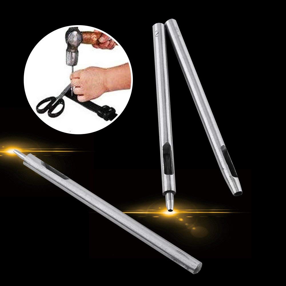 Walfront Hole Punch Kit, 10pcs Alloy Steel Leather Hand Tool, 0.5-5mm Multi Sizes Metal Puncher for Leather Craft, Clothing, Handbags, Belts etc. Walfront