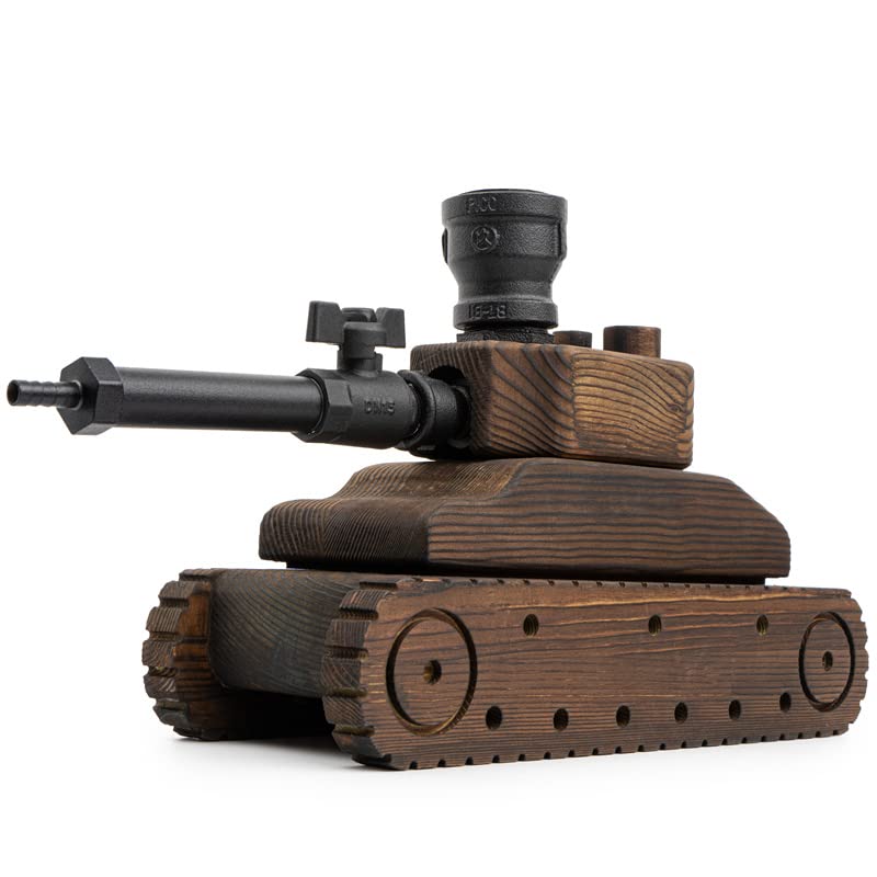 Army Tank Whiskey Decanter by The Wine Savant - Army Gifts for Men - Tank Gift - Bourbon and Scotch Decanter, Gifts for Military Veteran Gifts - 1000ml - Ideal Groomsmen Gifts Whiskey for Men - Wood The Wine Savant