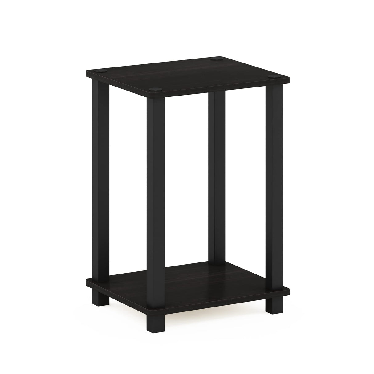 Furinno Simplistic 1-Tier End Side Night Stand/Bedside Table with Plastic Poles, Espresso/Black Furinno