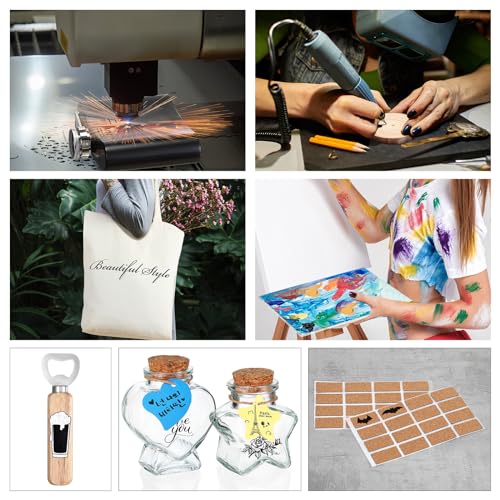 Dunzoom 257 Pcs Laser Material Kit Laser Engraving Materials Including Acrylic, Metal, Wood, Fabric, PU Leather, Glass, Rock, Rubber Materials for Laser Engravers and Laser Cutters Dunzoom