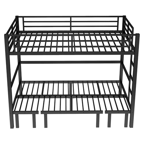 Bellemave Twin XL Over Twin XL Futon bunk Bed, Lower bunk can be Pulled Out in Three Sections, Loft Bed with Sofa for Teens, Adults, Bedroom, Black Bellemave
