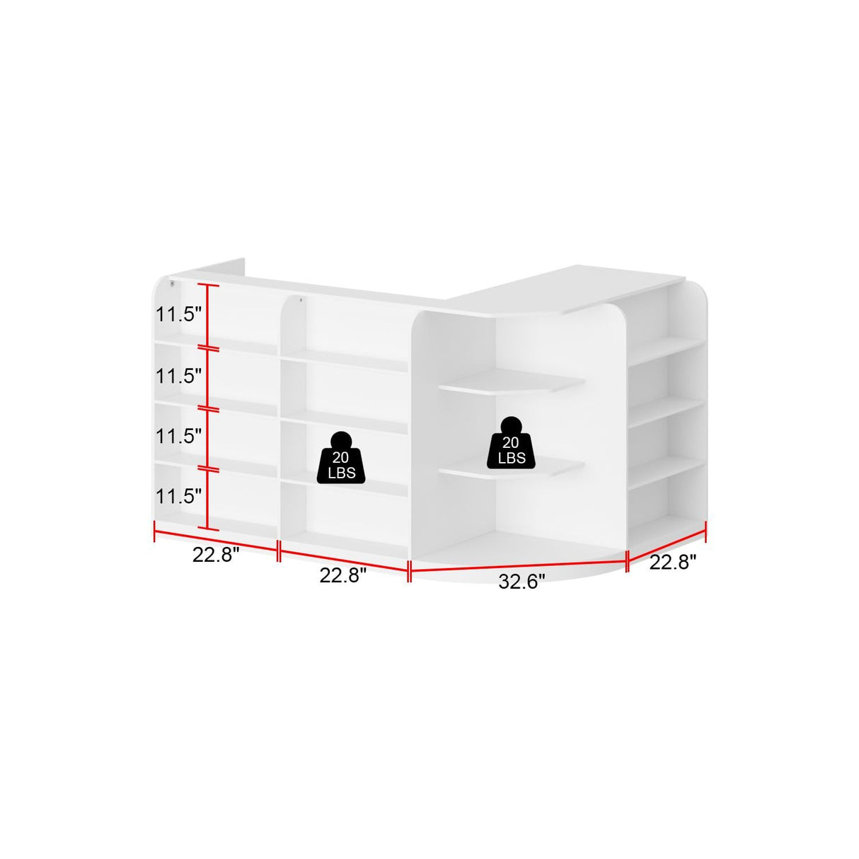 FAMAPY L-Shaped Reception Desk with 3 Drawers & Open Shelves, Retail Counter Front Desk Reception Counter with Cabinet, Countertop, for Shop Bar White 70.9”W x 47.2”D x 39.4”H FAMAPY