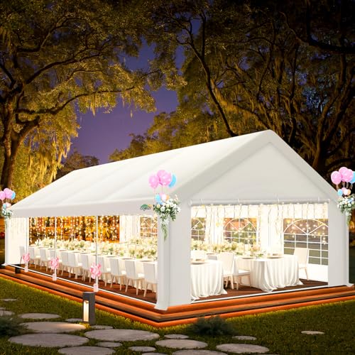 COBIZI 20x30 Outdoor Heavy Duty Party Tent Wedding Canopy with Removable Sidewalls & Storage Bags, Carpas para Fiestas Large Commercial Event Shelter for Patio, Garden UV50+ Waterproof White COBIZI