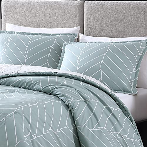 City Scene - King Comforter Set, Soft & Reversible Cotton Bedding for Year Round Comfort, 3 Piece Bed Set with Matching Pillowcases (Ceres Mint) City Scene