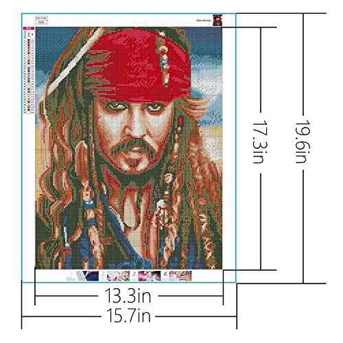 5D DIY Diamond Painting, Pirates of The Caribbean Captain Jack Movie Poster 5 Pieces Diamond Painting Kits for Adults Full Drill Square Diamond Gem Art Beads Painting for Kids 17.7x37.4 inches Yartmixs