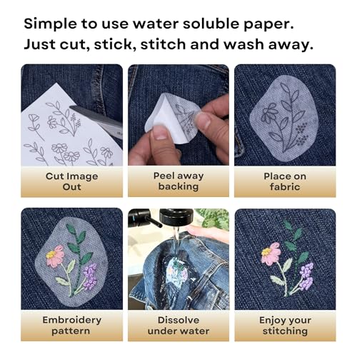 Stick and Stitch Embroidery Patterns, Holiday/Snowflake Designs, Water Soluble Embroidery Stabilizer Transfer Paper, Adult Beginner Hand Embroidery Kit for Gifts (Holiday 3 Pages)