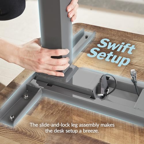 Vari ComfortEdge 80x60 L-Shape Electric Standing Desk – Height Adjustable Sit-Stand VariDesk for Corner Office with Reversible Left/Right Design + Reclaimed Wood Top/Slate Legs (Ships in 3 Boxes) Vari