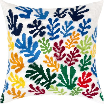 Brvsk Abstract Embroidery Kit for Adults and Beginners — The Sheaf by Henri Matisse 16″ × 16″ with Clear, Precise Printed Design on Cotton Canvas; Includes 2 Needles, Yarn, and Easy-Read Chart