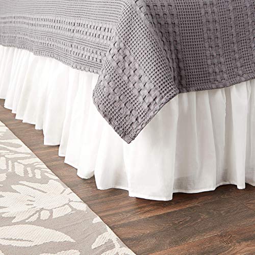 Greenland Home Fashions Cotton Voile Bed Skirt, Lined, White, King 18-inch L Greenland Home Fashions