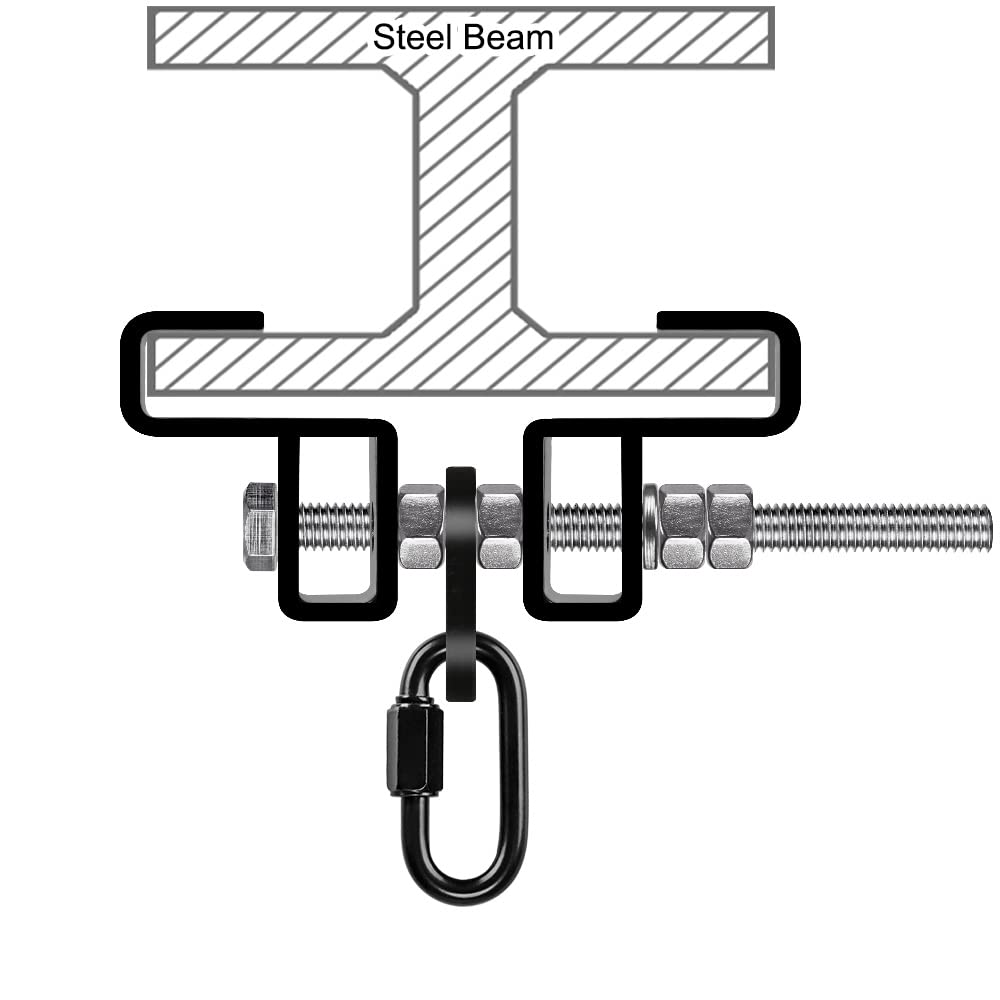 SELEWARE Heavy Duty Steel Beam Clamp, Heavy Bag Mount, Punching Bag Hanger Heavy Duty Holder for Boxing, Muay Thai and MMA Training (with Carabiner) SELEWARE