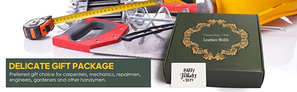 Leather Hubb 8-Pocket Leather Tool Apron Electrician Apron, Carpenter Apron, Tool Pouch, Apron for Welding, Blacksmith, Woodworking, BBQ Apron | Heat & Flame Resistant | Adjustable 33” to 54” Leather Hubb