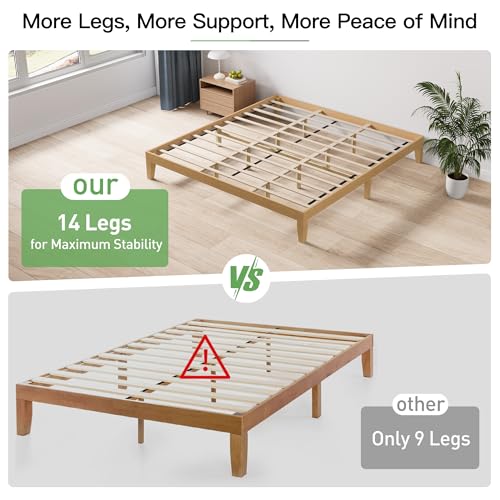 COLAMY 12 Inch King Size Platform Bed Frame,Sturdy Wood Bed Frame with Wood Slat Support, No Box Spring Needed, Easy Assembly(Rustic Pine) COLAMY