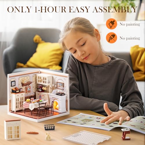 Rolife Super Creator-DIY Plastic Miniature House for Adults, Mini Blocks Model Kit Building Set for Teens 8-12, DIY Crafts/Hobbies/Building Blocks Toys for Teens&Adults (Warm Dining Room)
